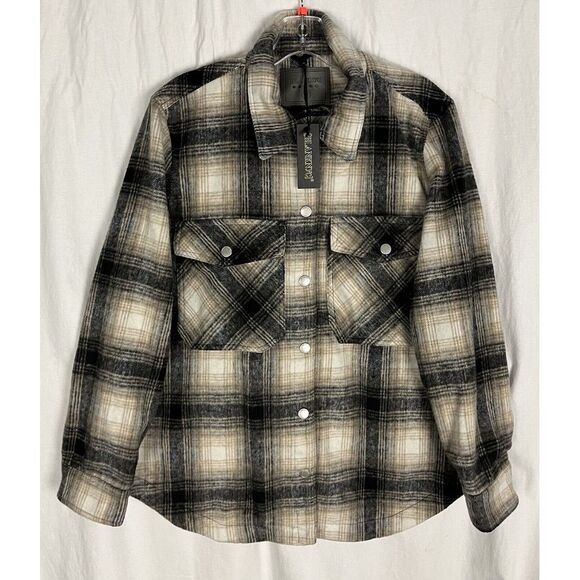BLANKNYC Size M Plaid Shacket in Checked Out Snap Button Fall Women's Jacket New - Picture 1 of 8